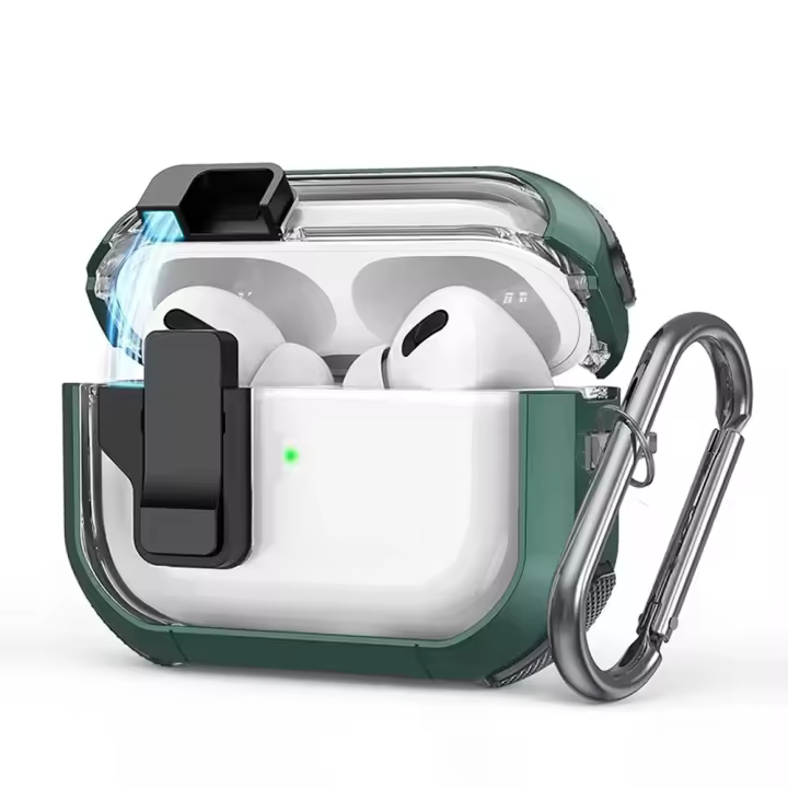 Estuche De Seguridad Automática Para Airpods pro 2 3 Con Llavero Protección Antichoque Transparente Cubierta Para Auriculares - 1