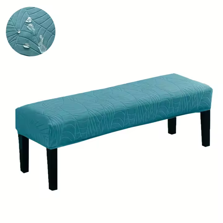 Cubierta De Banqueta Para Comedor Resistente Al Agua Textura De Hoja Tejida Elástica En Spandex Lavable Suave Y Desmontable - 1