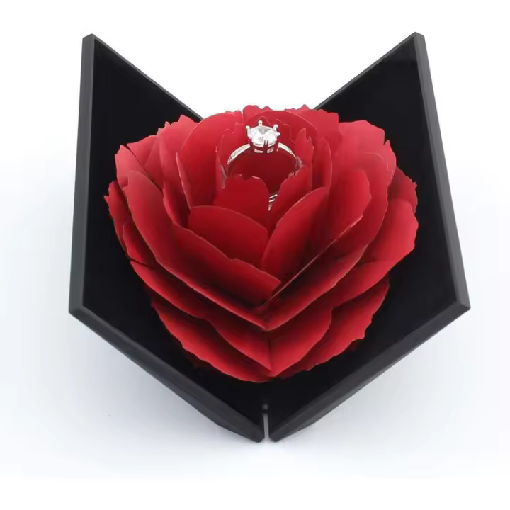 Creative Caja para anillos, Pequeña Caja para anillos, organizer para exhibir Joyas, ceremonias, presentación (Negro) - 1