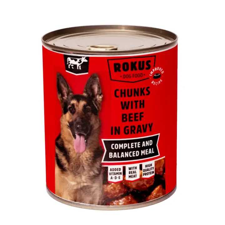Rokus Ternera 1,2 kg, 0,4kg, Comida natural en Lata para Perros Comida húmeda para perros - 1