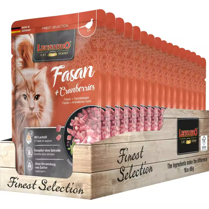 Leonardo Finest Selection - Comida húmeda premium para gatos - Pack de 16 bolsas x 85gr - ¡Delicioso alimento para consentir a tu gato! - 1