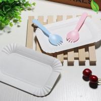 100Pcs Bandeja Rectangular Para Pastel De Papel Blanco Utensilios De Cena Desechables Tamaño 16*10.5 Cm Material Plástico - details 4