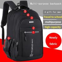 Mochila de viaje para hombre de gran capacidad, nailon resistente, correas de hombro ajustables, múltiples compartimentos, ideal para negocios y escuela, color negro. - details 9