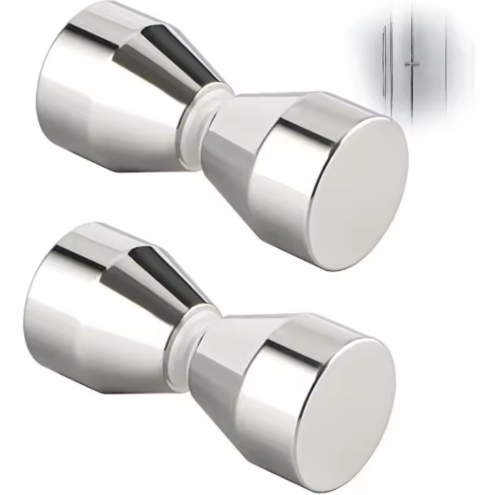 2 manijas para puerta de ducha, de aleación de aluminio plateado, para puertas de ducha y vidrio. - 1
