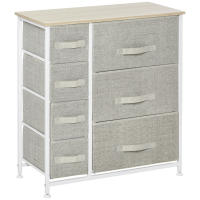 HOMCOM Cómoda con 7 Cajones de Tela, Cómoda para Dormitorio, Marco de Acero, Cajonera para Salón, Oficina, Vestidor, Gris - details 0