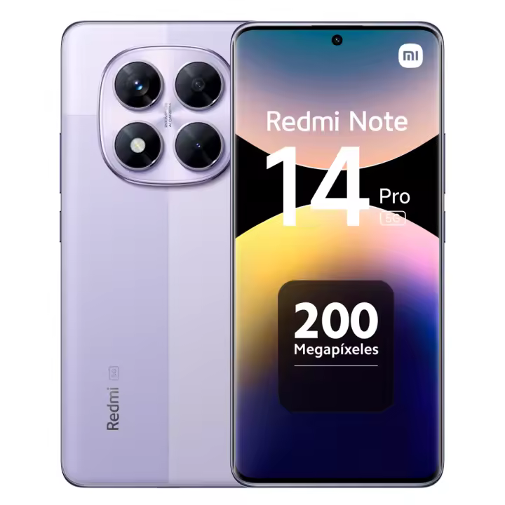 Xiaomi Redmi Note 14 Pro 5G Smartphone NFC Pantalla AMOLED 6.67" Resolución 1.5K Procesador MediaTek Dimensity 7300-Ultra Ocho núcleos Cámara triple trasera 200 MP Cámara frontal 20 MP Batería 5110 mAh Carga rápida 45W - 1