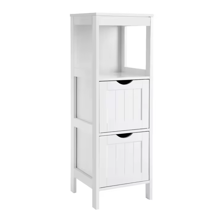 Armario para baño y almacenaje blanco, estantería con 2 cajones, diseño clásico, para organizar tu hogar - 1