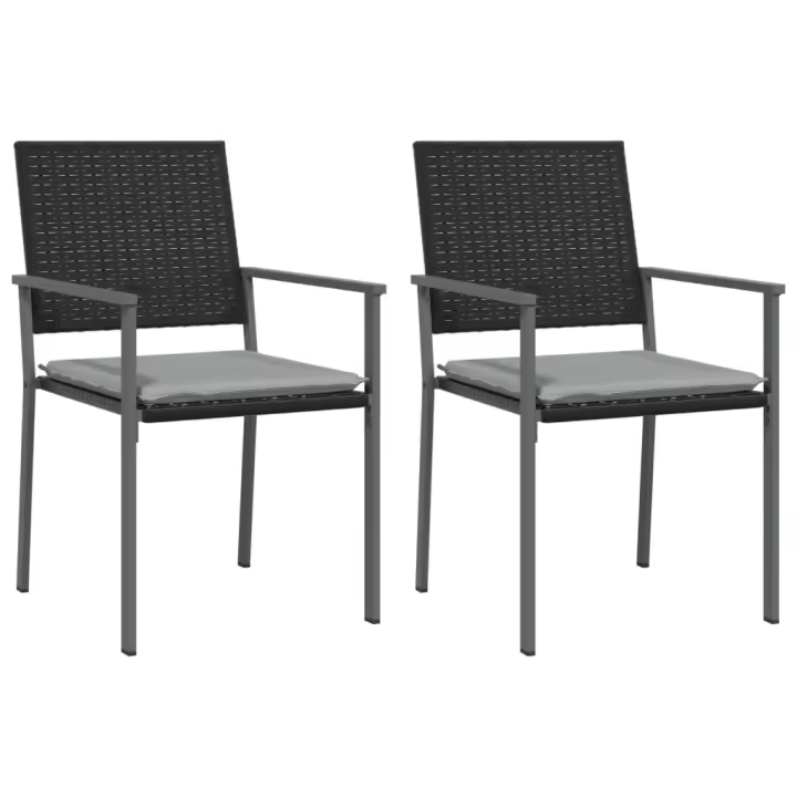 Sillas Jardín Zapatos 2 UDS trinquete sintético Negro 54x62,5x89 cm - 1