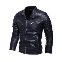 Chaqueta De Cuero Para Motociclista Resistente Al Viento Y Lluvia Para Otoño Y Primavera Con Cuello Alto Para Hombre Estilo Europeo Y Americano - details 23