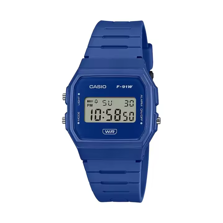 RELOJ CASIO F-91WB-2A1EF UNISEX RETRO DIGITAL AZUL MINIMALISTA - 1
