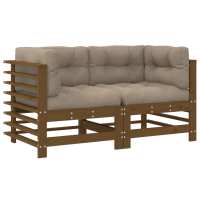 vidaXL Sofás esquineros con cojines 2 uds madera maciza de pino Pino natural, Pino blanco, Pino gris Conjunto Terraza Muebles Jardín Exterior Juego de Muebles de jardín Mueble Jardín Exterior Muebles de Salon Exterior - details 4