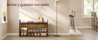 VASAGLE Banco Zapatero, Zapatero, Mueble de Entrada, Almacenamiento Interior Bajo la Tapa, Bolsillos de PU, Cómodas Asas, para Entrada, Salón, Dormitorio, Marrón Rústico y Negro Tinta/Blanco Nube y Beige Capuchino - details 0