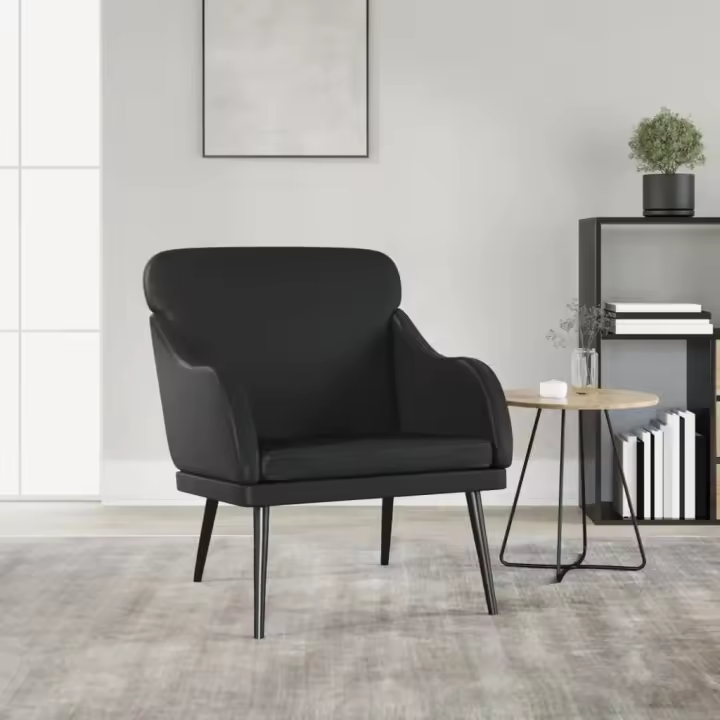 vidaXL Sillón de cuero sintético negro 63x76x80 cm - 1