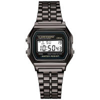 Reloj Digital Elegante Para Mujer En Oro Y Plata De Acero Inoxidable Reloj De Pulsera Electrónico Para Negocios Y Hombres - details 15