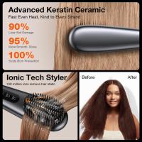 Mini cepillo alisador de pelo inalámbrico con batería de iones negativos de 3200 mAh, hasta 60 minutos de autonomía, 3 niveles de temperatura, revestimiento de cerámica (negro) - details 0