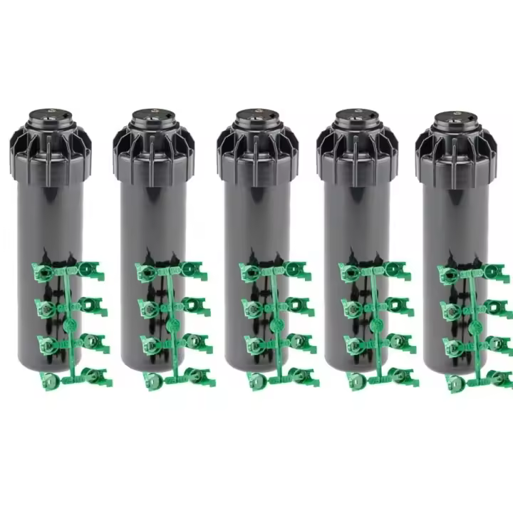Aspersor Hunter SRM-04 (pack de 5 unidades) Aspersor Hunter de alcance 4,00 a 9,40 metros. Incluye toberas para ajustar radio de alcance. Presión de trabajo 1,70 a 6 bar. Rosca 1/2". Ángulo de riego ajustable. - 1
