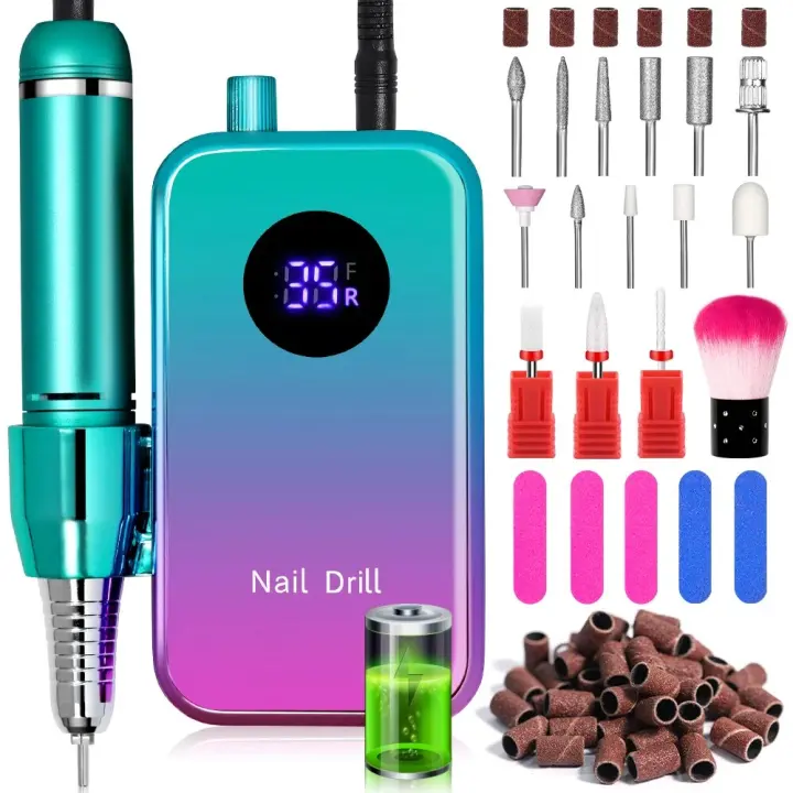 Máquina De Uñas Eléctrica Portátil Profesional 35000RPM Para Gel De Acrílico Y Pólipos Recargable Con Pantalla Y Herramienta De Manicura - 1
