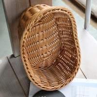 Cesta De Paja De Rotura Hecha a Mano En Forma Oval Para Almacenamiento De Snacks Caja De Frutas Para La Cocina Y Pícnic - details 1