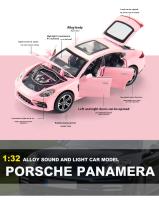 Modelo De Coche Porsche Panamera 1:32 En Escala Con Sonido Y Luz Coche De Juguete De Aleación Para Decoración De Escritorio Regalo Colección Objetos De Adorno Sin Batería Material Metálico - details 1