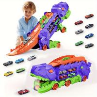 Modelo De Coche Dinosauro Triceratops Desplazable Para Niños Juguete Educativo De Plástico ABS Con Carretera Plegable Y Retroceso - details 18
