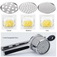 Trituradora De Pattas, Prensa De Acero Inoxidable De Grade Alimenticio con 3 Discos Intercambiables, Prensa Multifunctional Para Puré De Pattas, Frutas Y Verduras, Comida Para Bebés - details 1