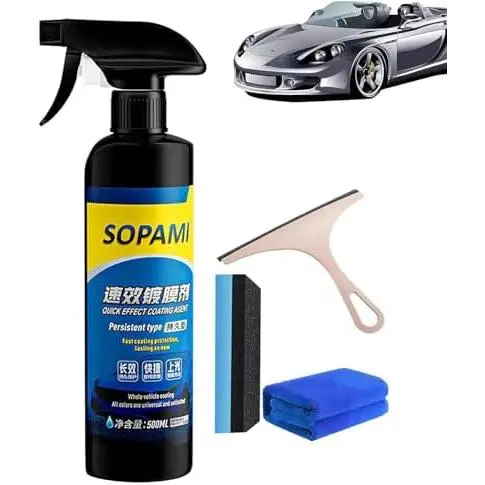 Aerosol para revestimiento de automóviles, agente de revestimiento de efecto rápido, aerosol para revestimiento de automóviles, agente de renovación de revestimiento multifuncional, aerosol para pulir cera para automóviles de capa rápida (1 unidad) - 1