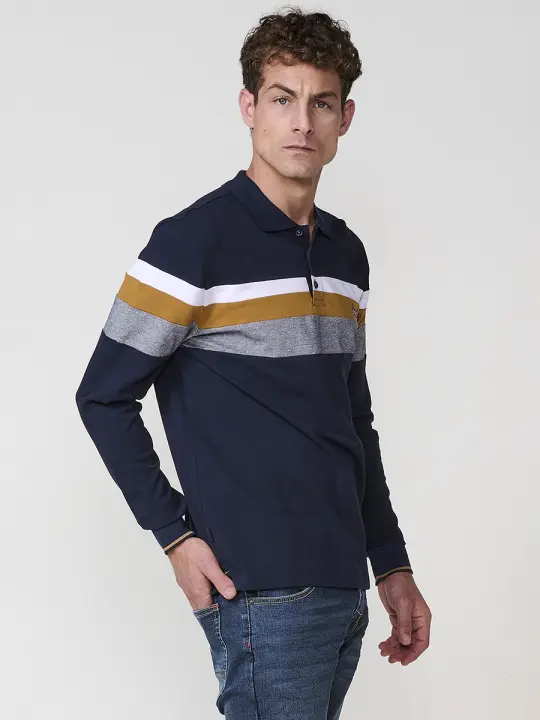 Koroshi - Polo hombre manga larga cuello camisero 100% algodón para uso diario, cómodo y versátil en kaki, rojo u ocre - 1