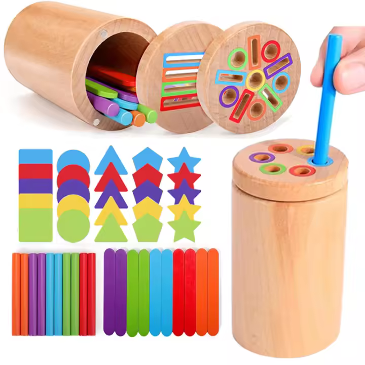 Juego De Aprendizaje Montessori De Madera Para Niños Juguete Sensorial Educativo Temprano De Colores Y Sorting Motor Fine Para Bebés De 3 a 6 Años - 1