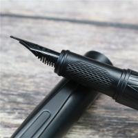 Pluma De Tinta De Acero Titánico Con Nib Negro Samurai Recargable 0.5mm Textura De Árbol Pluma De Escritura Metálica Suministros De Oficina - details 2