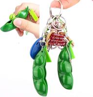 Squeeze Soybeans Fidget,3 pcs Pea Pod Fidget Relief Anxiety and Stress Fidgets Keyring Squishy Bean Keychain - details 1