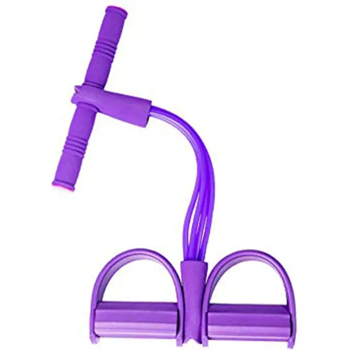 Cuerda de tensión de 4 tubos, banda de resistencia para pedales, correa elástica para ejercicios de abdominales con asas, equipo de gimnasio, recortador corporal para yoga, moldeador corporal para abdominales y brazos - 1