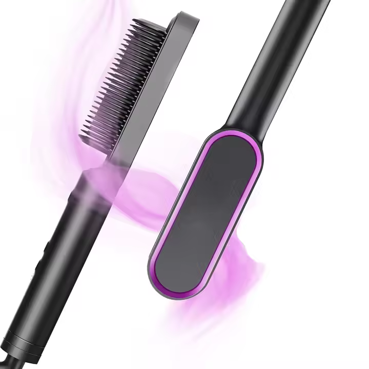 Cepillo alisador de pelo, cepillo alisador negro mate, peine alisador de 5 temperaturas, cepillo para el pelo con cepillo caliente, alisadores de pelo con peine caliente para mujeres - 1