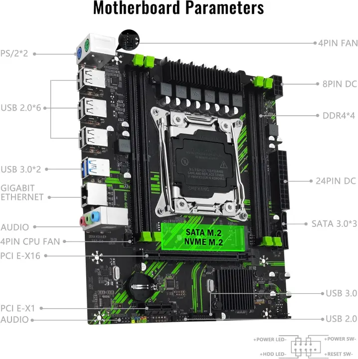 Placa base X99 PR9 y 16 GB* 1 DDR4 RAM 2133 MHz, LGA 2011-3 placa base para procesador Intel Xeon E5 2650 V4 (PCIe 3.0, protocolo M.2, SATA 3.0, USB 3.0, Gigabit LAN) - 1