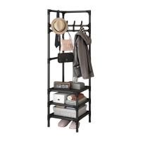 LUTODY - Perchero de pie, Zapatero, Compacto de varios niveles, Organizador esquinero de prendas y zapatos, Vertical, Tubo metal, Vestidor portátil para recibidor, Entrada, Sala de estar, Salón, Ligero y resistente - details 1