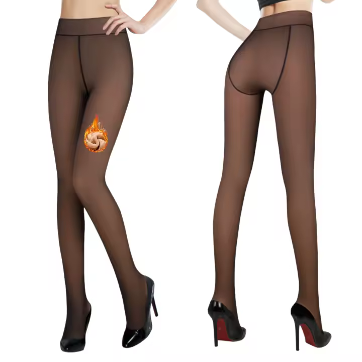 Geshop Pantys Térmicos Efecto Piel Translúcidas Medias Térmicas Efecto Piel para Mujer 680 DEN /900 DEN Afelpado Térmico para Invierno, Color Negro Translúcido Efecto piel real. - 1
