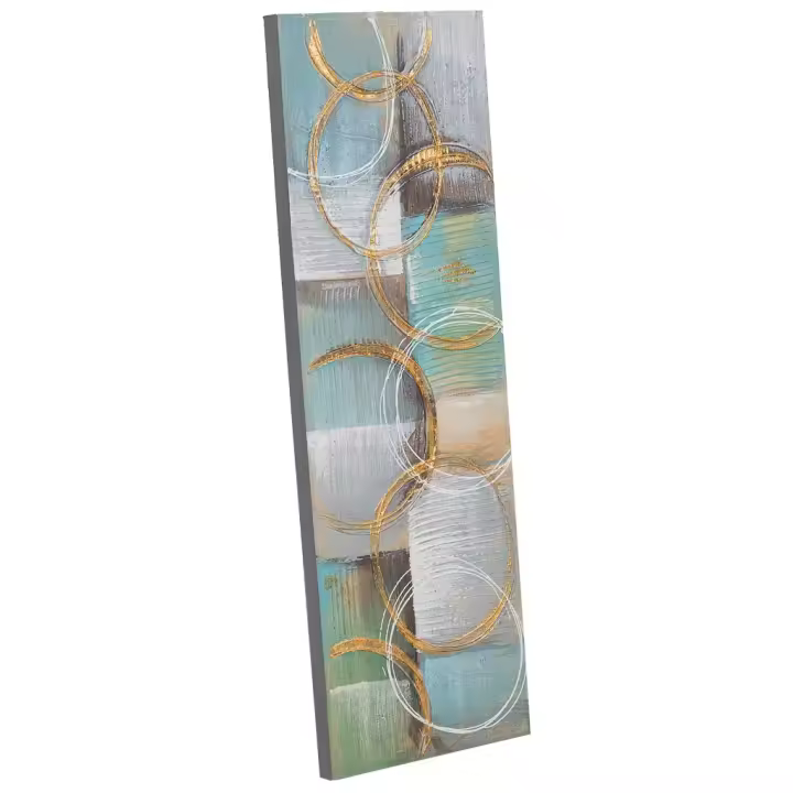 WANDERLUST DECO Cuadro pintado a mano con relieve azul 30x90x3h cm. No viene montado - 1