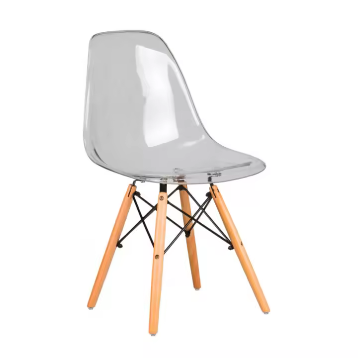 ORION91 Silla PORTIA Policarbonato Color Gris Ahumado y Patas en Madera Haya 46 x 51 x 82 cm Comedor Oficina Salón Teletrabajo Cocina – SpazioLuzio - 1