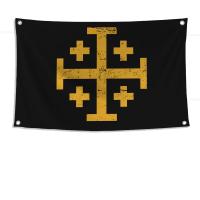Bandera De La Cruz De Jerusalén 1pc Poliéster Para Exteriores Decoración De Habitaciones Estilo Aesthetic Con Cuatro Agujeros - details 7