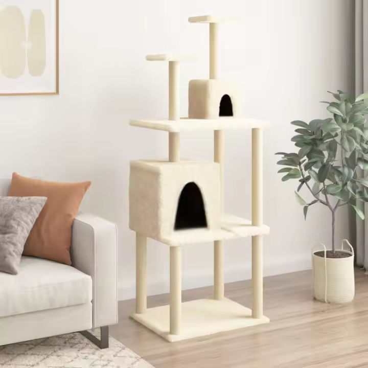 vidaXL Rascador para gatos con postes de sisal 167 cm Color Crema,  Gris claro,  Gris oscuro y mas - 1