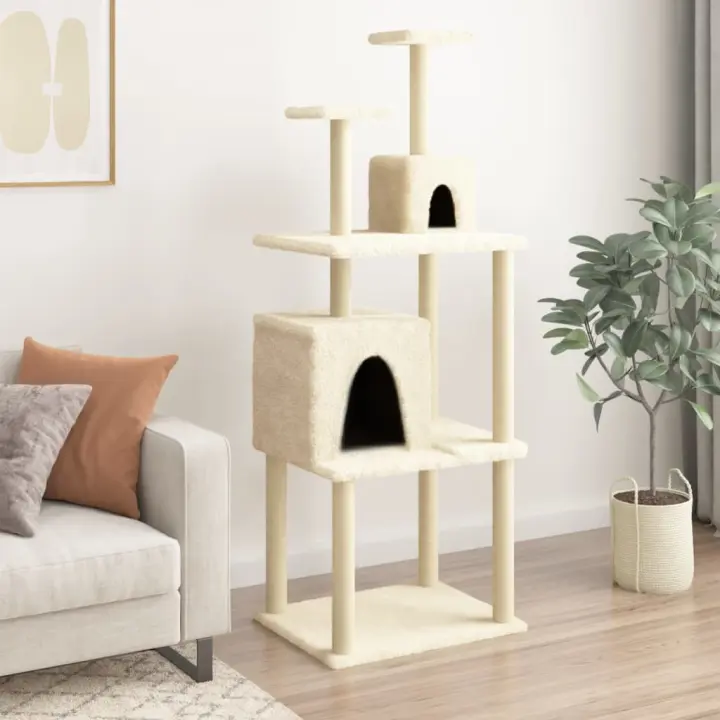 vidaXL Rascador para gatos con postes de sisal 167 cm Color Crema,  Gris claro,  Gris oscuro y mas - 1