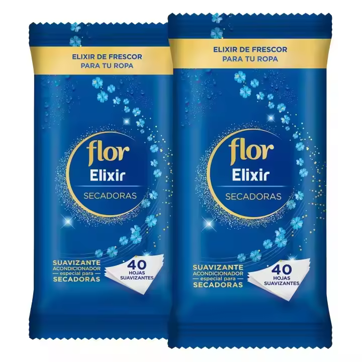 Flor Toallitas Suavizante Secadora, 80 Hojas (2x 40 uds), Efecto Suave Acondicionador, Aroma Fresco - 1