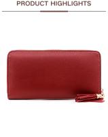 Cartera Larga Para Mujer Con Cremallera De Cuero Tres Colores Moda Monedero Bolso De Mano Con Compartimento Para Tarjetas - details 5