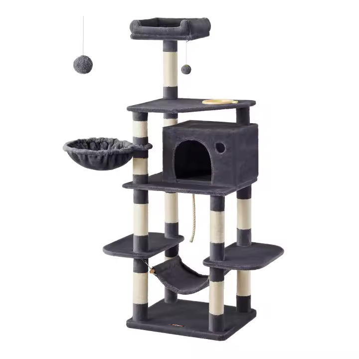 FEANDREA Árbol para Gatos, Torre de Juego 164 cm, Gris Antracita/Gris ClaroFEANDREA Árbol para Gatos, Torre de Juego 164 cm, Gris Antracita/Gris Claro/Beige - 1