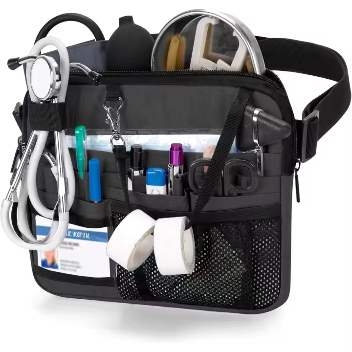 Riñonera para enfermedad con bolsos para equipo médico, riñonera para enfermedad, Con soporte para cinturón de herramientas para enferad encita, color Negro - 1