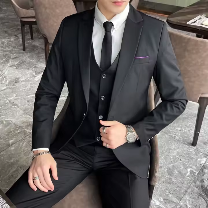 Traje De Novio Para Hombre S-9XL Moda Negocios Profesional Traje Formal Coreano Conjunto De Chaqueta Chaleco Y Pantalones Para Banquete - 1