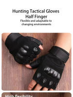 Guantes Tácticos De Medio Dedo Para Camping Senderismo Caza Y Fitness Antideslizantes Deportivos Unisex Hechos De Microfibra Y Poliéster - details 2