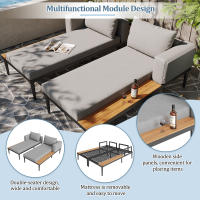 Tumbonas para Terrazas, tumbonas dobles, tumbonas de exterior, sofás Cama impermeable multifuncional, tumbonas Dobles con estantes, tumbonas para Terrazas, Jardines y Balcones - details 3