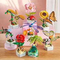 Bloques De Construcción De Insectos Y Flores Creativo Juguete DIY Para Niños Y Adultos Decoración Interior De Suculentas En Forma De Bouquet - details 0