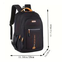 Mochila de viaje para hombre de gran capacidad, nailon resistente, correas de hombro ajustables, múltiples compartimentos, ideal para negocios y escuela, color negro. - details 13