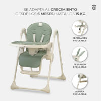 Asalvo Trona Arzak – Trona para Bebé Ligera y Plegable con Altura Regulable, Respaldo Reclinable y Bandeja Extraíble - details 1
